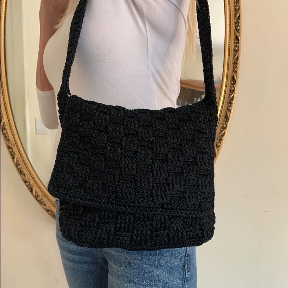 The Sak black crochet bag